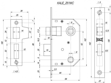 ЗАЩЕЛКА KALE KILIT ВРЕЗНАЯ 251 WC (44 ММ) (ЛАТУНЬ), ПРАВ. ЗАЩЕЛКА KALE KILIT ВРЕЗНАЯ 251 WC (44 ММ) (ЛАТУНЬ), ПРАВ.